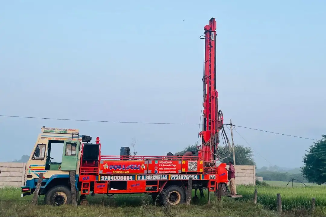 Professional borewell drilling truck equipped for efficient water well drilling in Hyderabad.